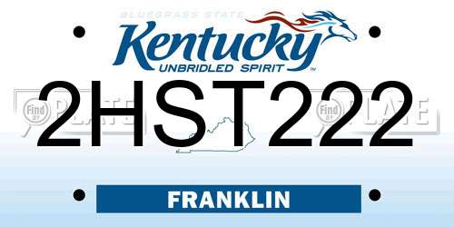 2HST222 Kentucky License Plate