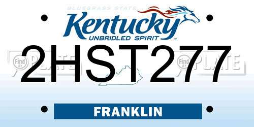 2HST277 Kentucky License Plate
