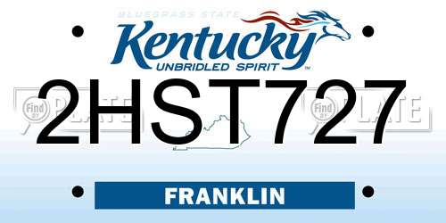 2HST727 Kentucky License Plate
