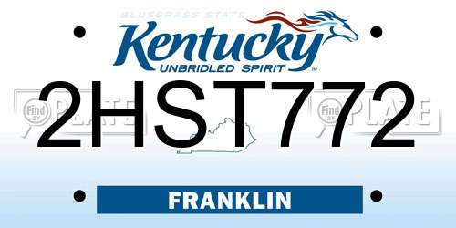 2HST772 Kentucky License Plate