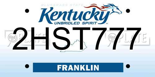 2HST777 Kentucky License Plate