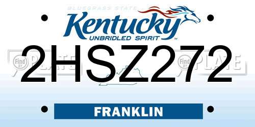 2HSZ272 Kentucky License Plate