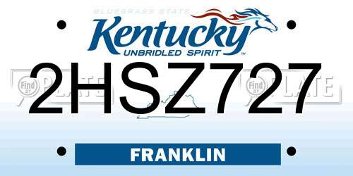 2HSZ727 Kentucky License Plate