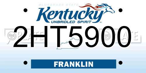 2HT5900 Kentucky License Plate