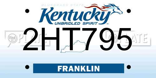 2HT795 Kentucky License Plate
