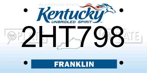 2HT798 Kentucky License Plate