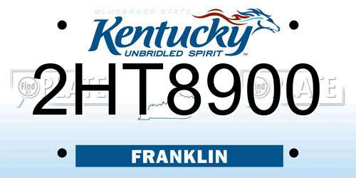 2HT8900 Kentucky License Plate