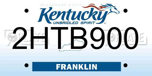 2HTB900 Kentucky License Plate