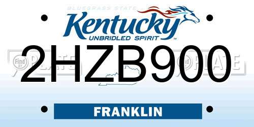 2HZB900 Kentucky License Plate