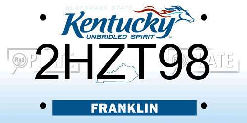 2HZT98 Kentucky License Plate