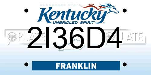 2I36D4 Kentucky License Plate