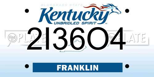 2I36O4 Kentucky License Plate
