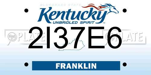 2I37E6 Kentucky License Plate