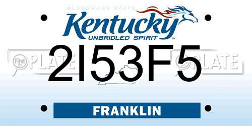 2I53F5 Kentucky License Plate