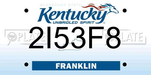 2I53F8 Kentucky License Plate