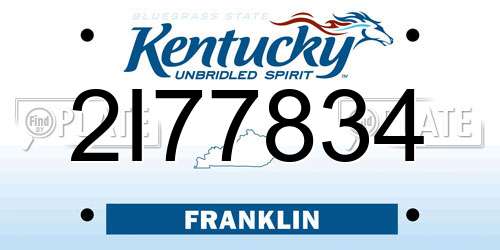 2I77834 Kentucky License Plate