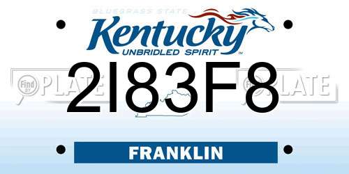 2I83F8 Kentucky License Plate