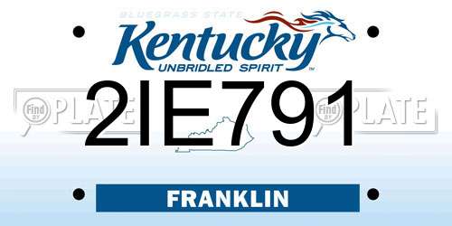 2IE791 Kentucky License Plate