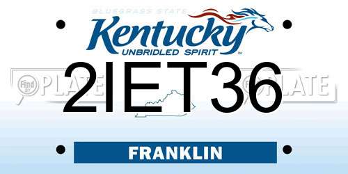 2IET36 Kentucky License Plate