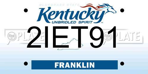 2IET91 Kentucky License Plate