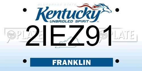 2IEZ91 Kentucky License Plate