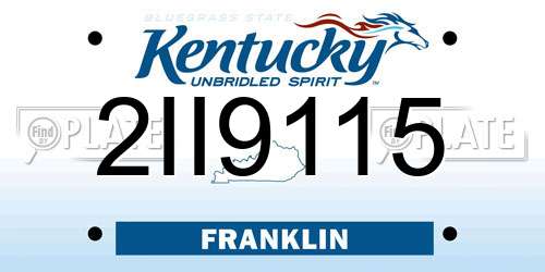 2II9115 Kentucky License Plate