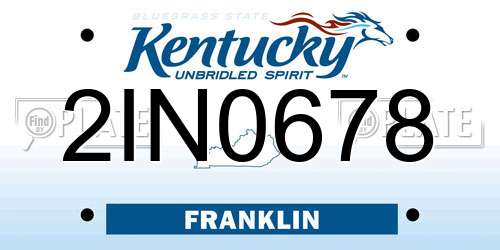 2IN0678 Kentucky License Plate