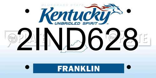 2IND628 Kentucky License Plate