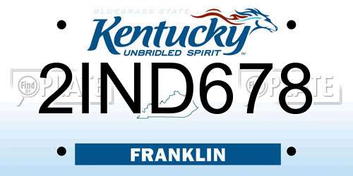 2IND678 Kentucky License Plate
