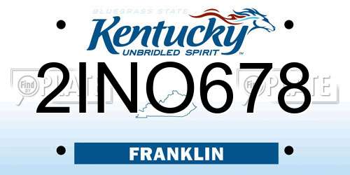 2INO678 Kentucky License Plate