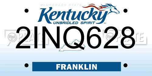 2INQ628 Kentucky License Plate
