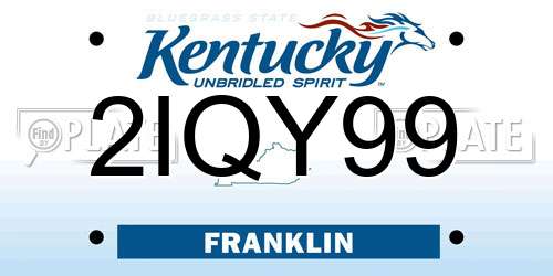 2IQY99 Kentucky License Plate