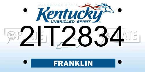 2IT2834 Kentucky License Plate