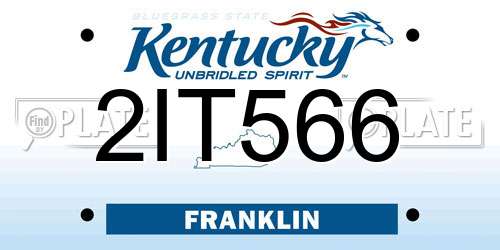 2IT566 Kentucky License Plate