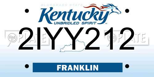 2IYY212 Kentucky License Plate