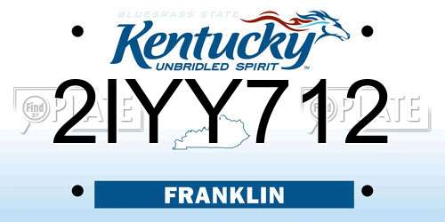 2IYY712 Kentucky License Plate