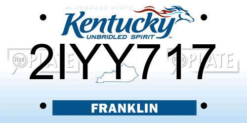2IYY717 Kentucky License Plate