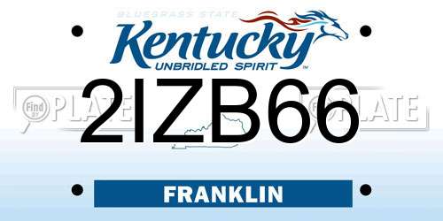 2IZB66 Kentucky License Plate