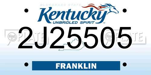 2J25505 Kentucky License Plate
