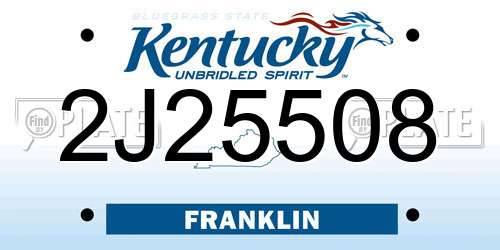 2J25508 Kentucky License Plate