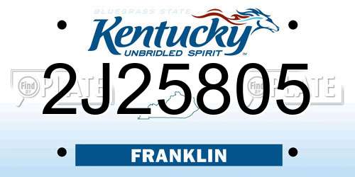2J25805 Kentucky License Plate