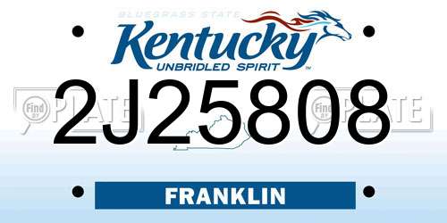 2J25808 Kentucky License Plate