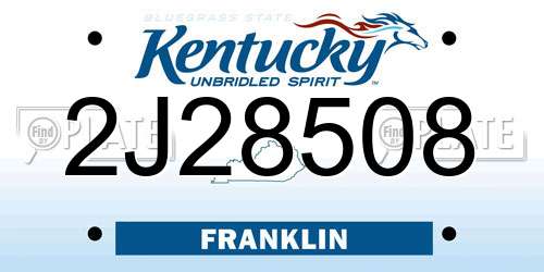2J28508 Kentucky License Plate