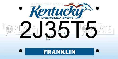 2J35T5 Kentucky License Plate