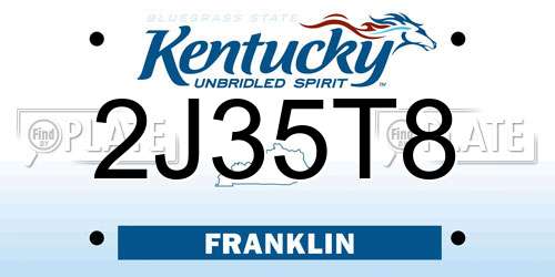 2J35T8 Kentucky License Plate