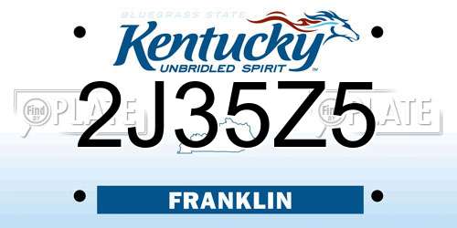 2J35Z5 Kentucky License Plate