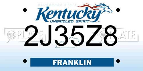 2J35Z8 Kentucky License Plate