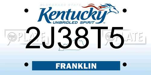 2J38T5 Kentucky License Plate