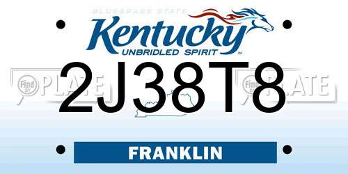2J38T8 Kentucky License Plate