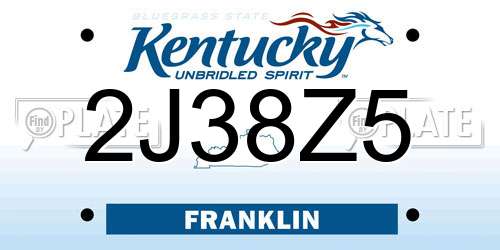 2J38Z5 Kentucky License Plate